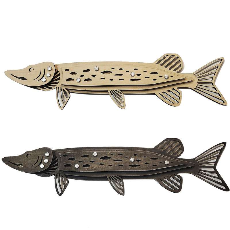 Vintage Wooden Fish Wall Decor Ornament Garden Gift-gray