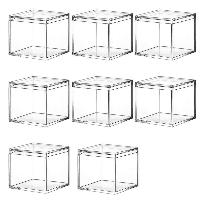 8 Pieces Of Transparent Acrylic Plastic Square Square Jewelry 210ml