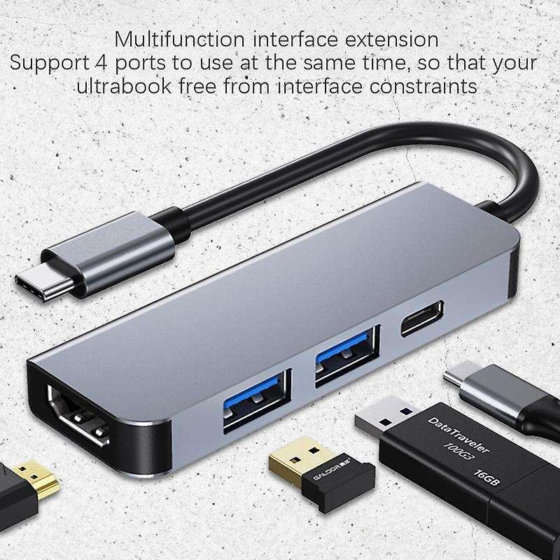 4 In 1 Usb Type C Adapter with Hdmi-compatible Multiport Card Reader