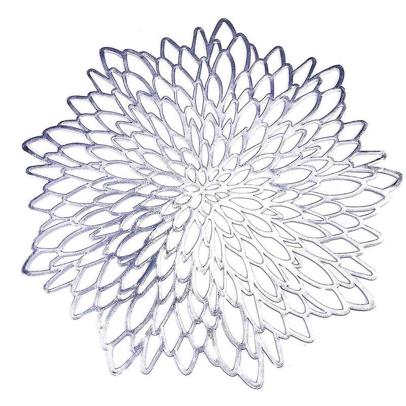 Table Mat Hibiscus Flower Bronzing Pvc Placemat Silver 6 Pieces