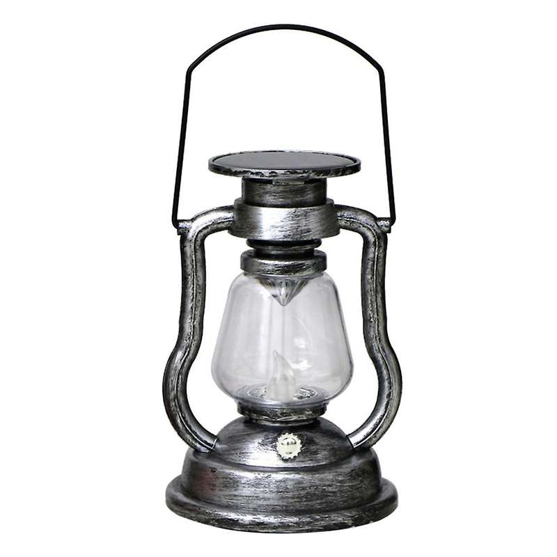Led Solar Light Retro Oil Lanterns Solar Powered Light,silver