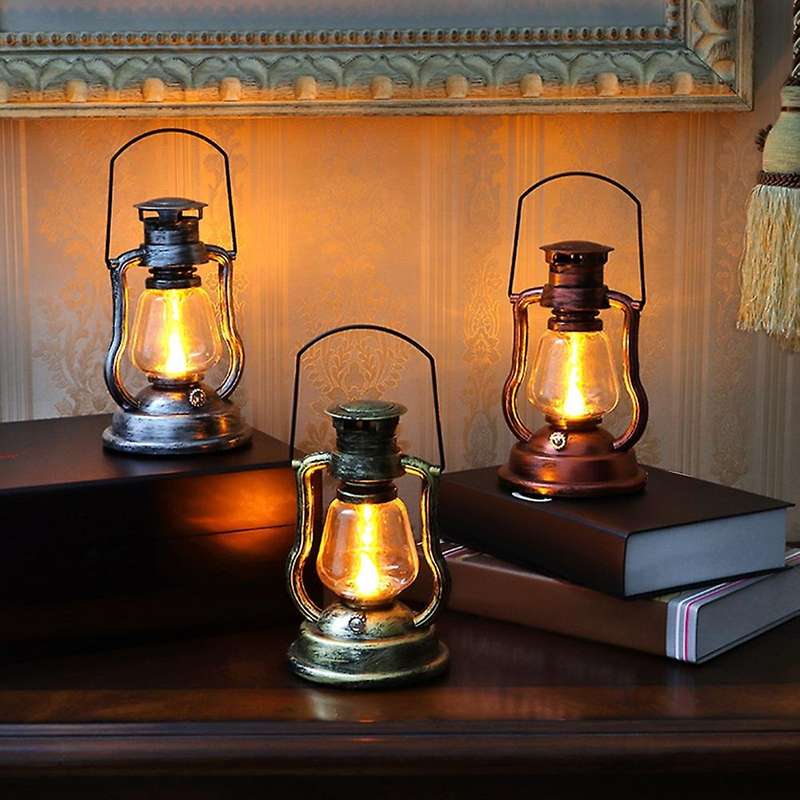 Led Solar Light Retro Oil Lanterns Solar Powered Light,bronze