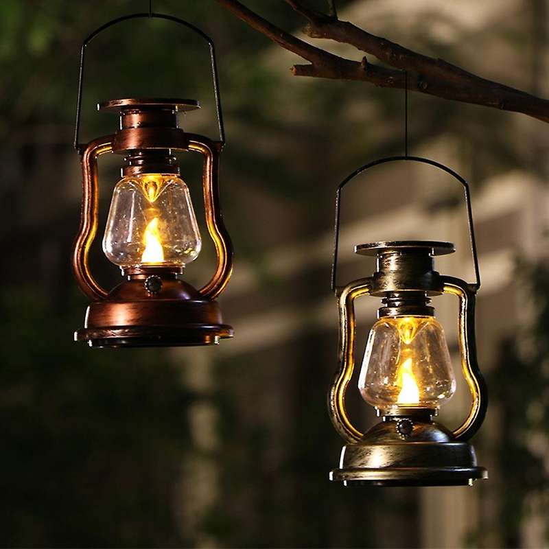 Led Solar Light Retro Oil Lanterns Solar Powered Light,bronze