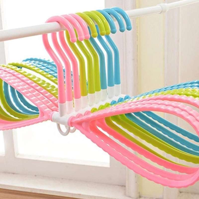 6pcs 8-shaped Plastic Non-slip Hanger Space Saving Clothes Drying