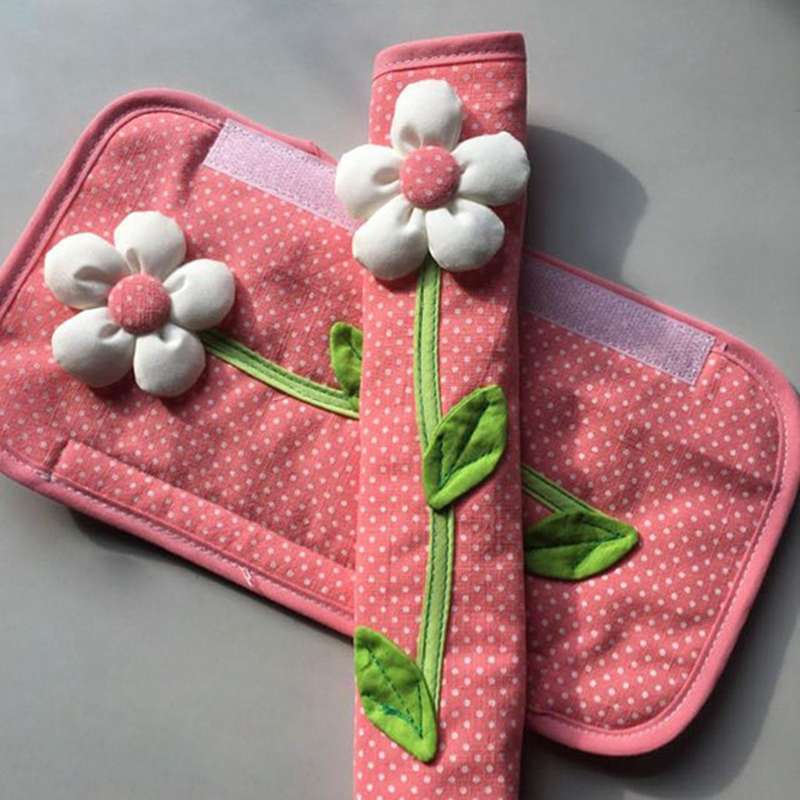 6pcs Flower Polka Dot Door/refrigerator Handle Cover Gloves Pink