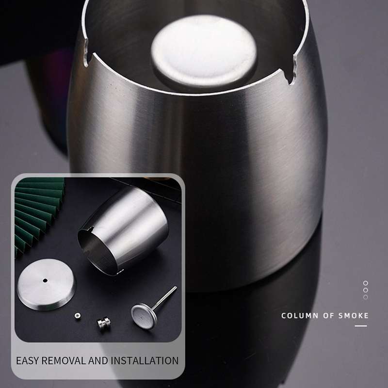 Stainless Steel Windproof Ashtray Creative Smoke Ashtray, Silver