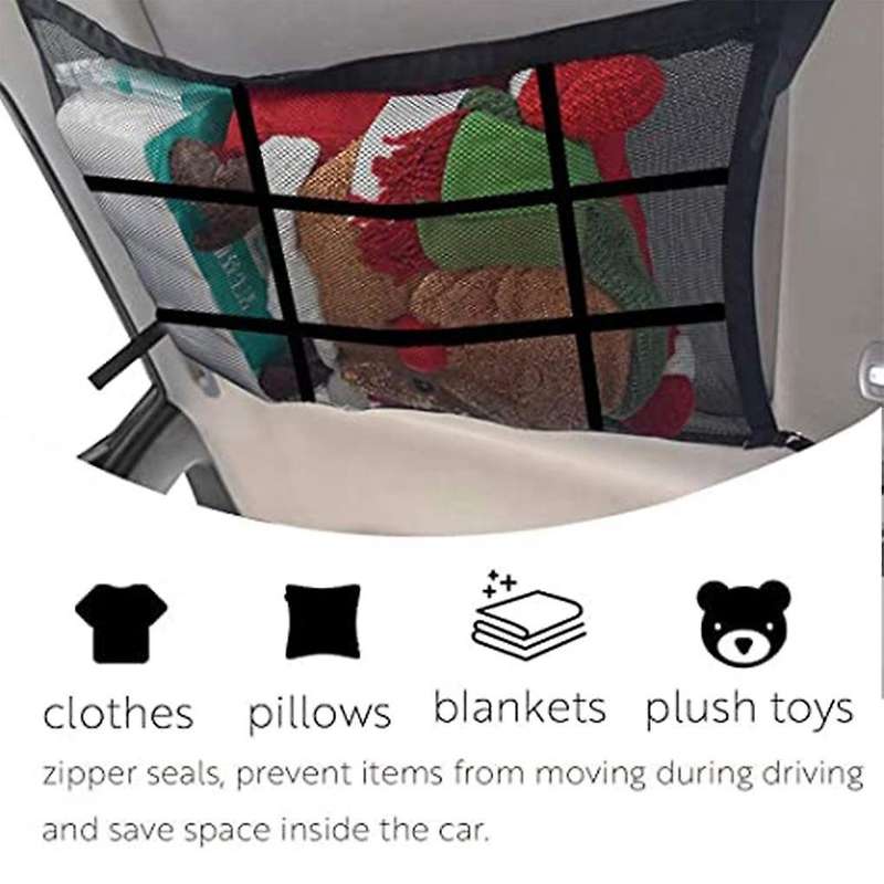 Car Ceiling Storage Net Pocket 90x65cm Car Roof Interior Cargo Net