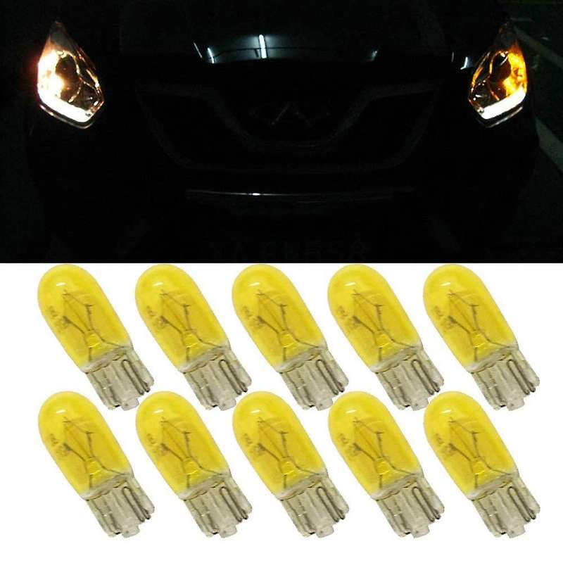 100pcs Dc 12v T10 W5w 194 501 5w Car Halogen Bulb Yellow