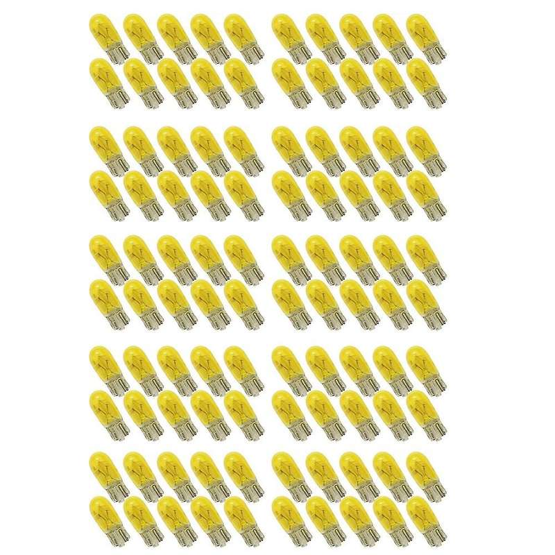 100pcs Dc 12v T10 W5w 194 501 5w Car Halogen Bulb Yellow