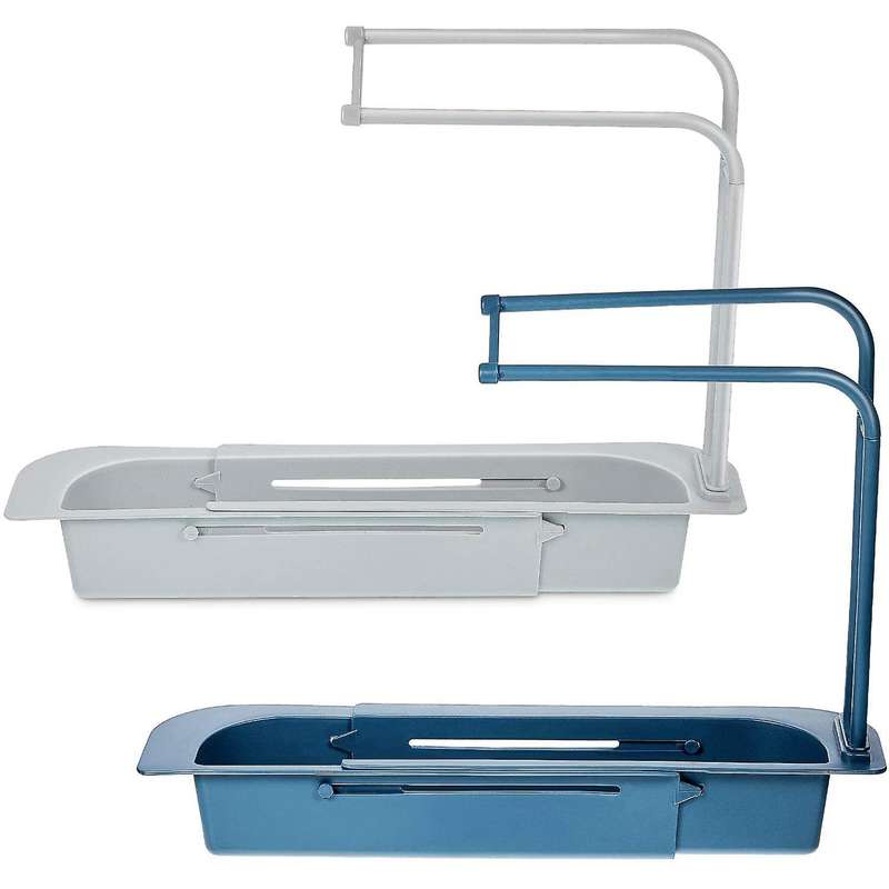 2 Pieces Telescopic Sink Holder Expandable Storage Drain Basket Rack