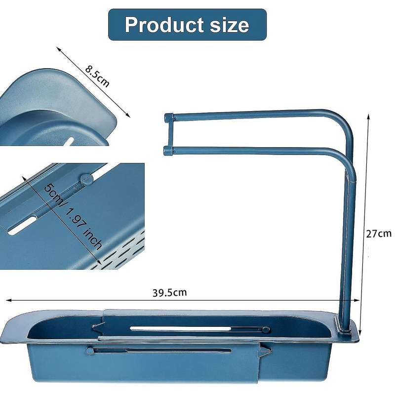 2 Pieces Telescopic Sink Holder Expandable Storage Drain Basket Rack