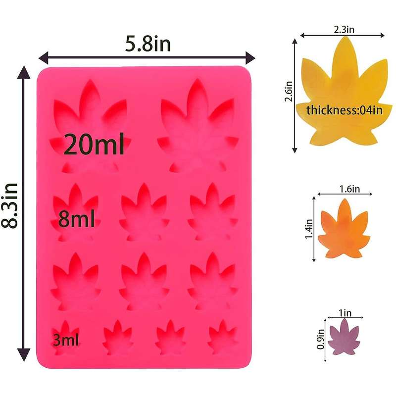 2 Pack Gummy Leaf Silicone Candy Mold, Chocolate Gummy Molds -red
