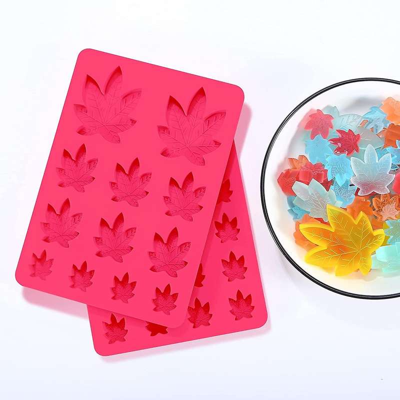 2 Pack Gummy Leaf Silicone Candy Mold, Chocolate Gummy Molds -red