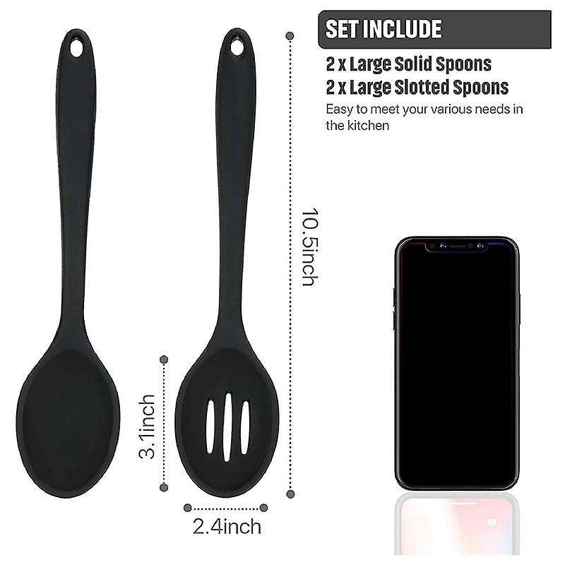 4 Pcs Silicone Nonstick and Slotted Spoons Serving Slotted Spoon