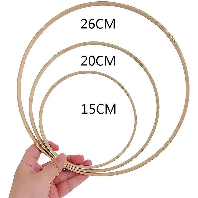 Bamboo Floral Hoop,15pc 3 Sizes Dream Catcher Bamboo Wood Circle Ring