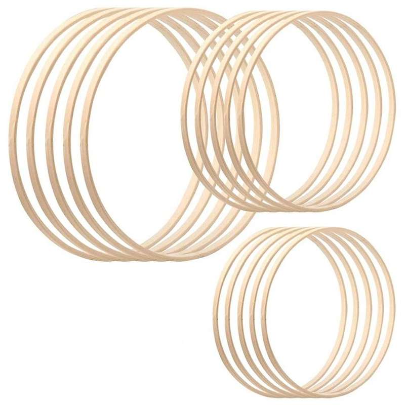 Bamboo Floral Hoop,15pc 3 Sizes Dream Catcher Bamboo Wood Circle Ring