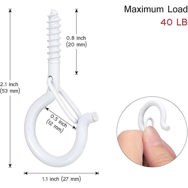 Q-hanger Hooks Ceiling Q Screw Hook Screw Lights Hanger (20, White)
