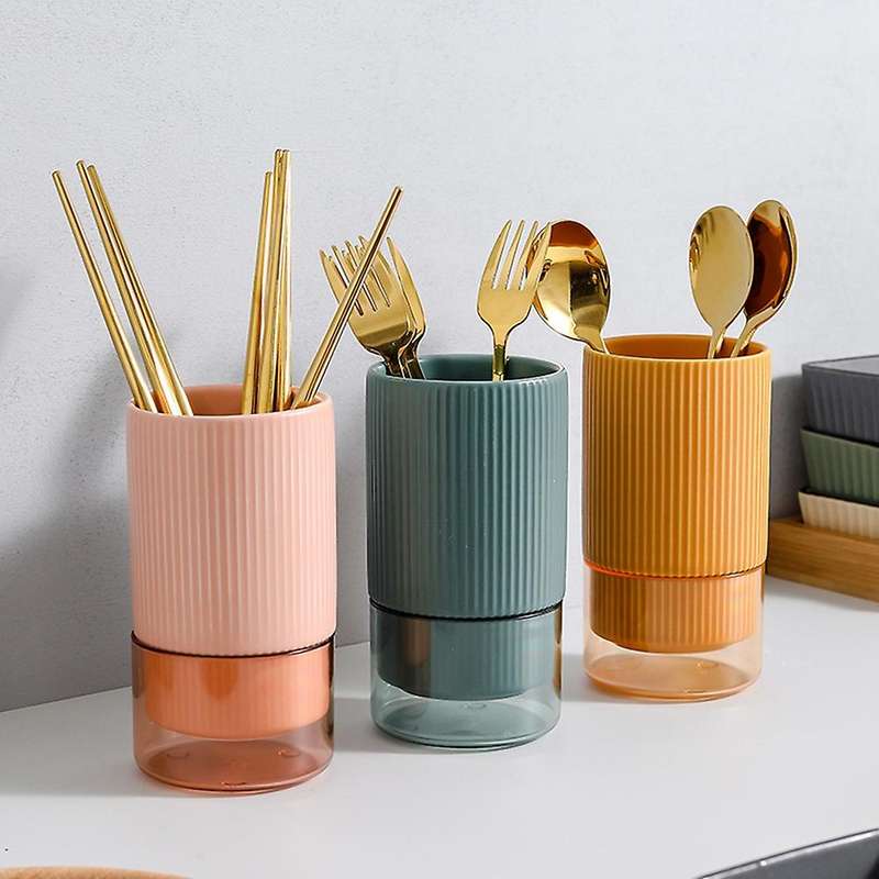 Ceramic Tableware Rack Chopsticks Basket Knife Storage Box (green)