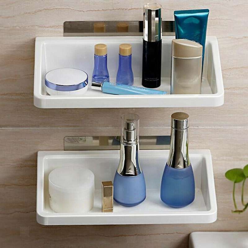 Plastic Suction Cup Bathroom Kitchen Storage Rack Wall Shower Shelf