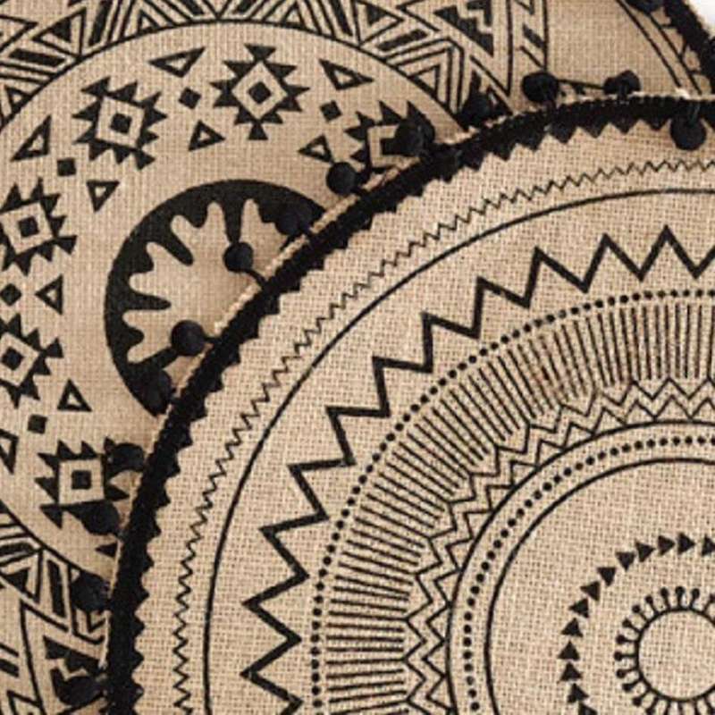 Table Mat 4 Pcs Round 38cm In Diameter Cotton Linen Home Placemat(c)