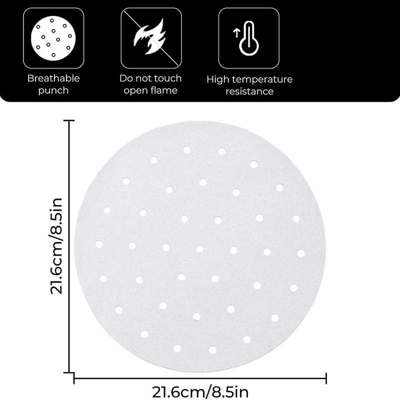 200 Pcs 8.5 Inch Air Fryer Liner Wood Pulp Paper for Air Fryer Basket