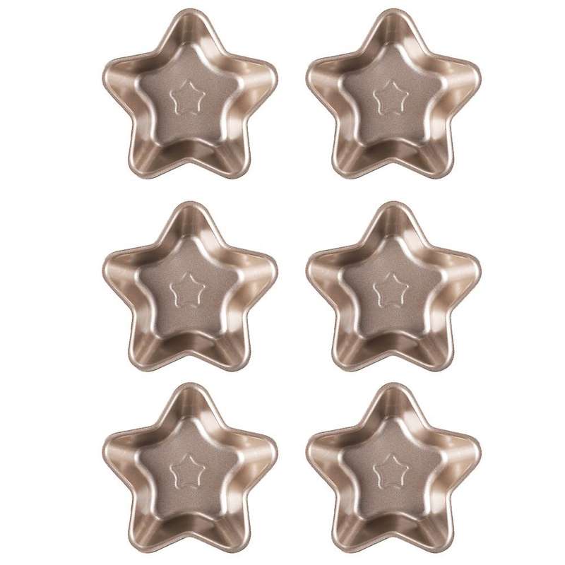 6pcs Carbon Steel Non-stick Star-shaped , Egg Tart Pan, Quiche Pan