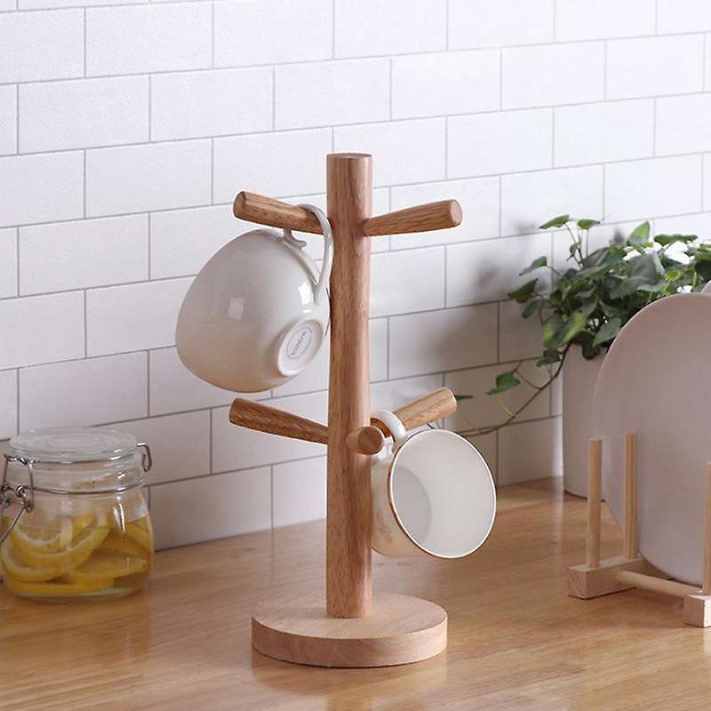 6 Hooks Mug Holder Tree,wooden Cup Holder,tea Coffee Mug Cup Tree