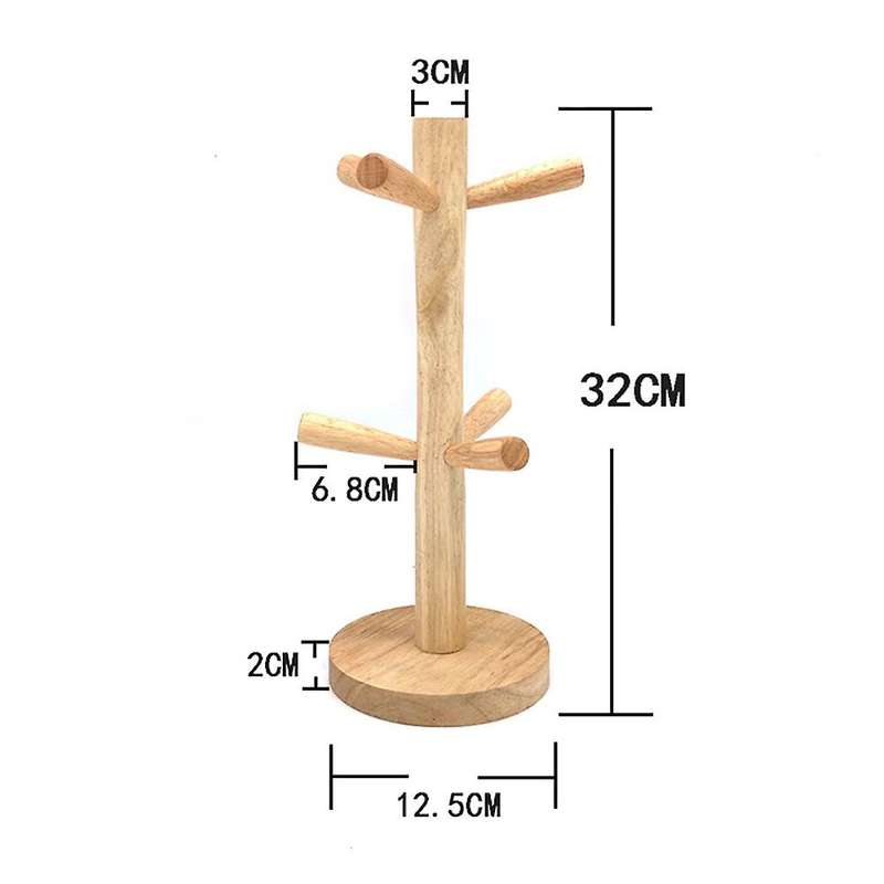 6 Hooks Mug Holder Tree,wooden Cup Holder,tea Coffee Mug Cup Tree