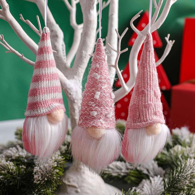 Christmas Knitted Faceless Doll Ornaments for Home Xmas Tree Pendants