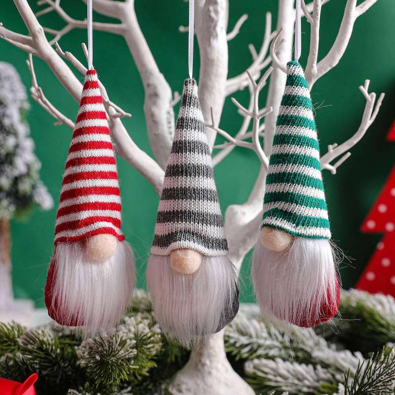Christmas Knitted Faceless Doll Ornaments for Home Xmas Tree Pendants