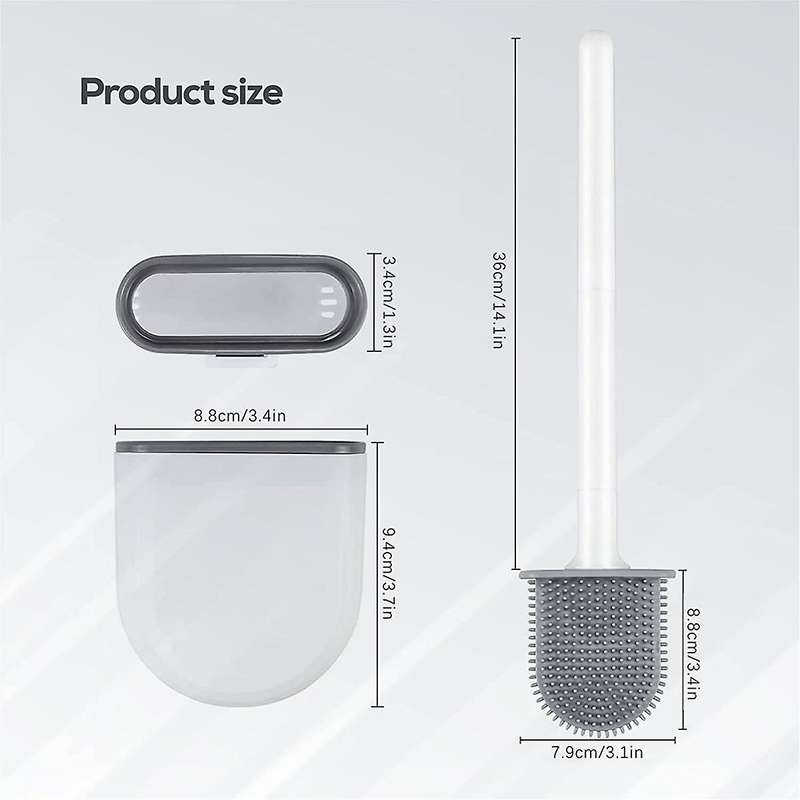 2 Pack,wall-mounted, Deep Cleaner Silicone Toilet Brush White