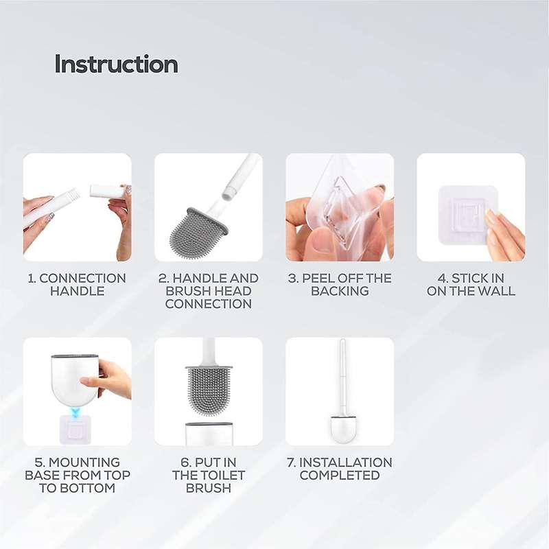 2 Pack,wall-mounted, Deep Cleaner Silicone Toilet Brush White