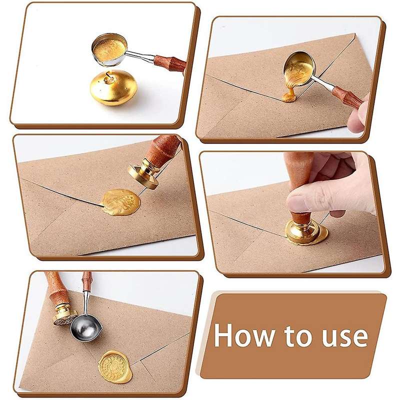 6 Pieces Wax Spoon Big Wooden Handle for Sealing Wax Stamp Envelope