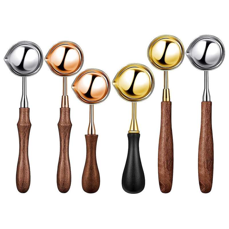 6 Pieces Wax Spoon Big Wooden Handle for Sealing Wax Stamp Envelope
