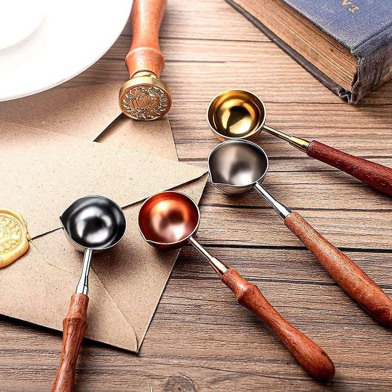 6 Pieces Wax Spoon Big Wooden Handle for Sealing Wax Stamp Envelope