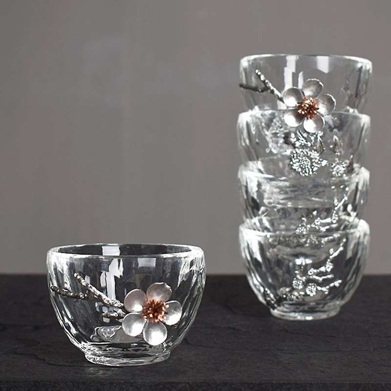 2pcs Japanese-style Tea Cup Heat-resistant Drinking Cup Plum Flower
