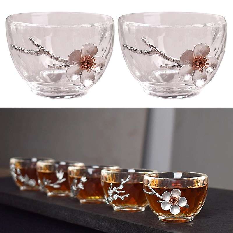 2pcs Japanese-style Tea Cup Heat-resistant Drinking Cup Plum Flower