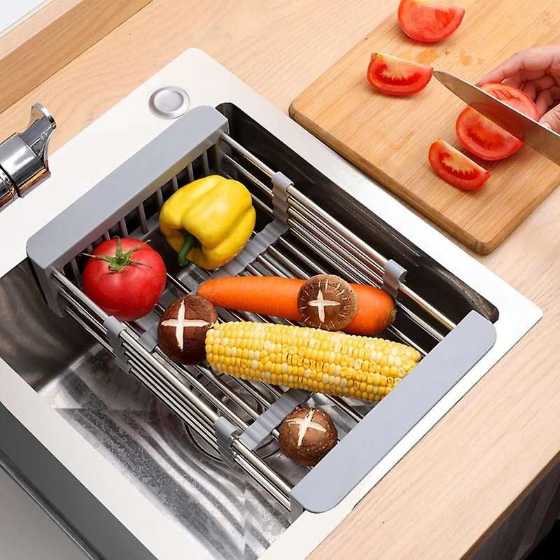 Telescopic Stainless Steel Sink Rack Dish Draining Storage Rack A