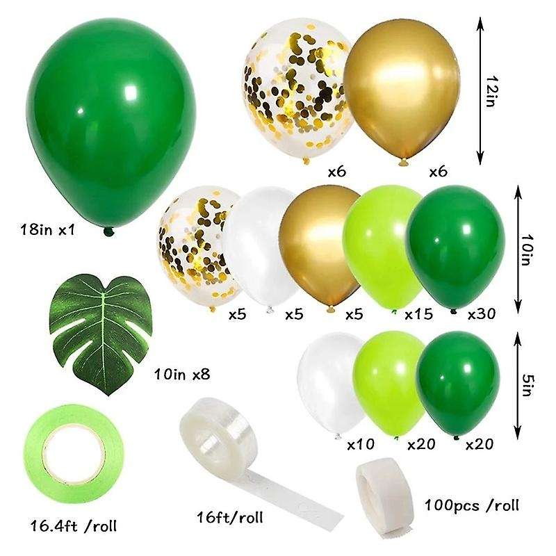 134pcs Jungle Party Balloon Arch Green Balloon Decoration