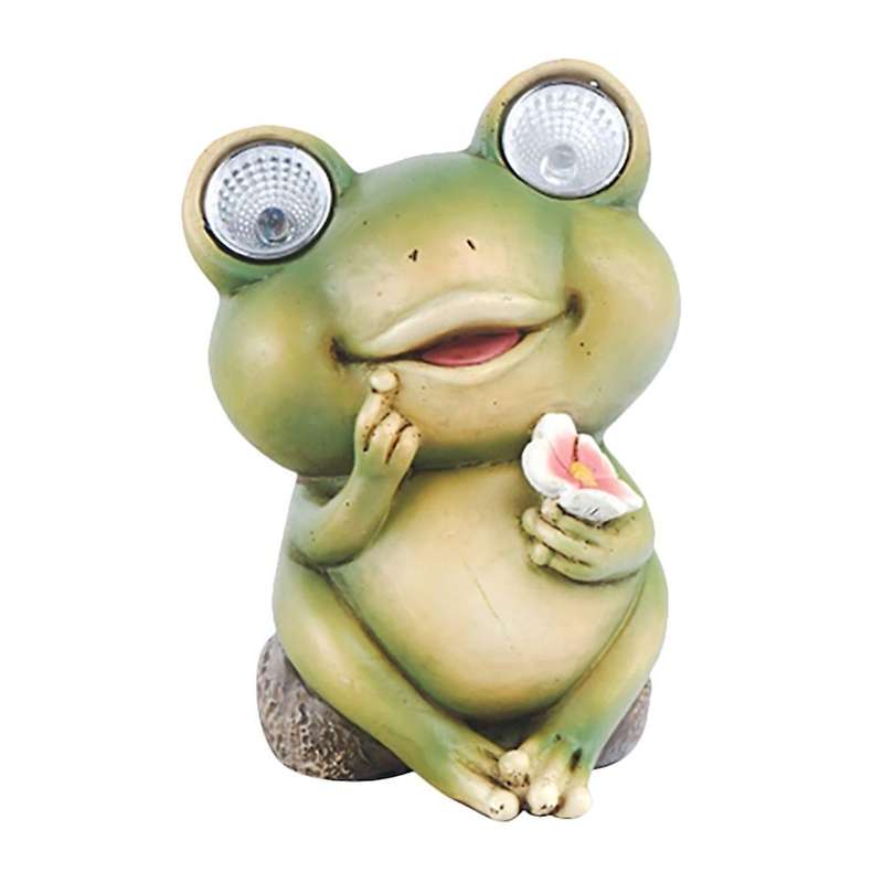 Solar Powered Garden Lights Frog Shaped Statue 8x7.5x11.5cm