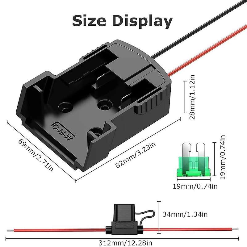Power Wheels for Battery M18, 18v with Fuse Holder for Diy, Rc Toys B