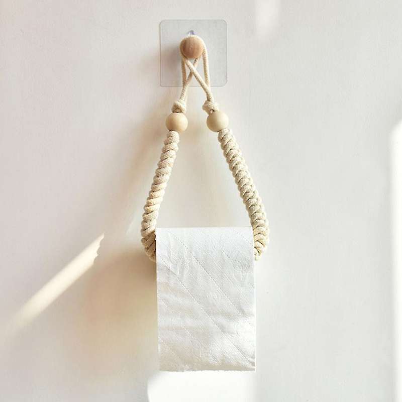 2pcs Toilet Paper Rack without Punching Hand-woven Roll Paper Rack B