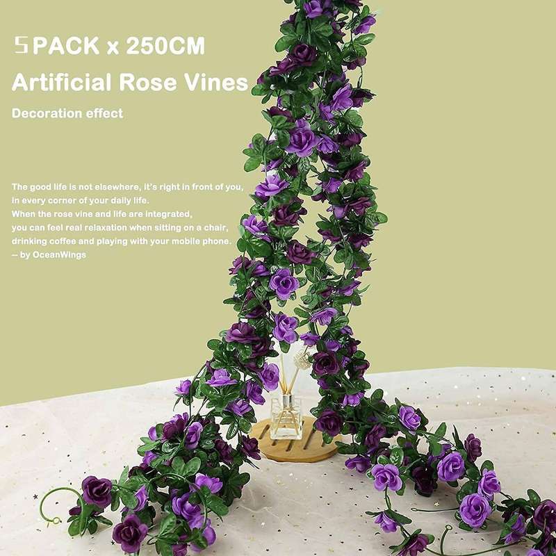 5 Pcs 41ft Artificial Rose Garland Vine Hanging Rose(b)