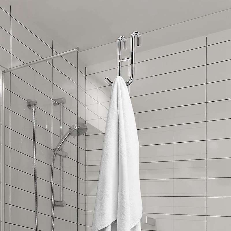 Shower Door Hooks, Towel Hanger for Bathroom, Door Hooks, Silver