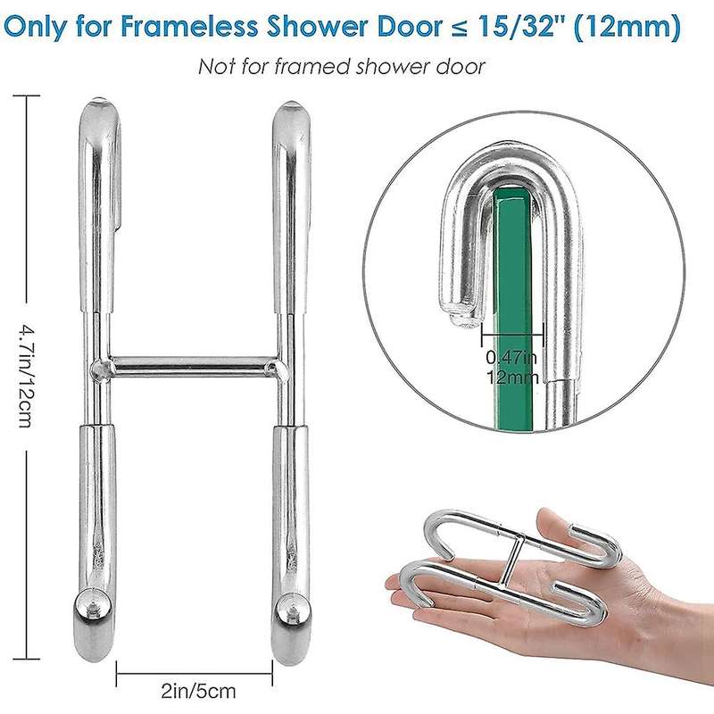 Shower Door Hooks, Towel Hanger for Bathroom, Door Hooks, Silver