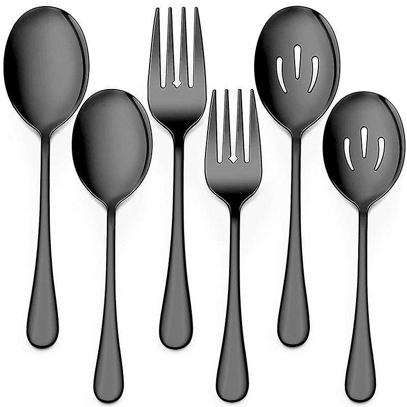Stainless Steel Buffet Catering Party Spoons and Forks Set Black