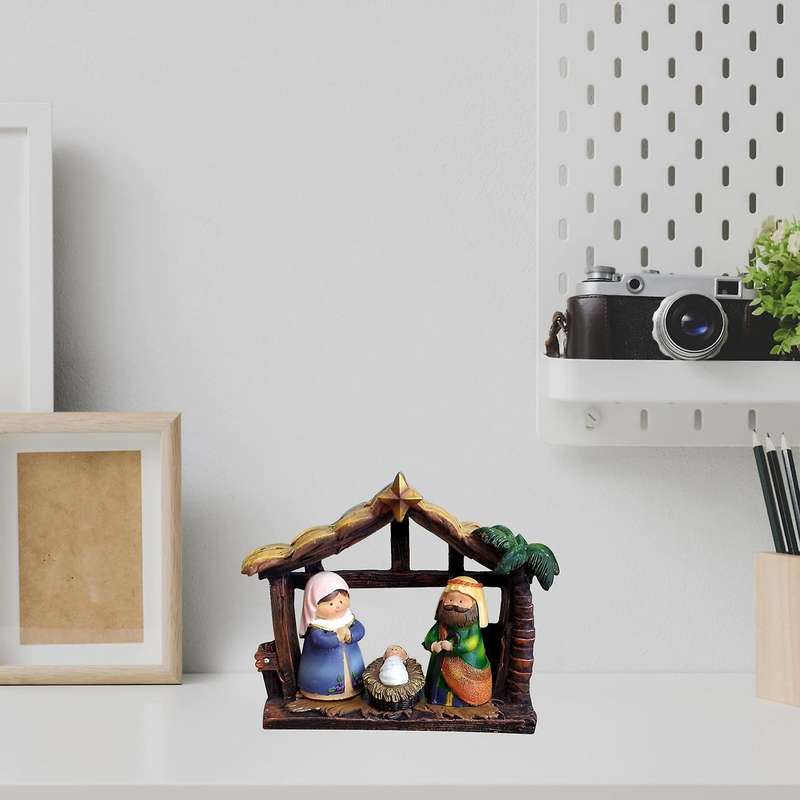 Christmas Nativity Scene Crib Figurine Set Table Decorations