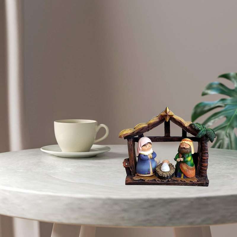 Christmas Nativity Scene Crib Figurine Set Table Decorations
