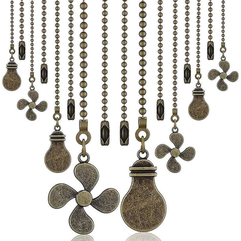 8 Pcs Pull Chains Ceiling Fan 12inch with Fan and Light Bulb Chain