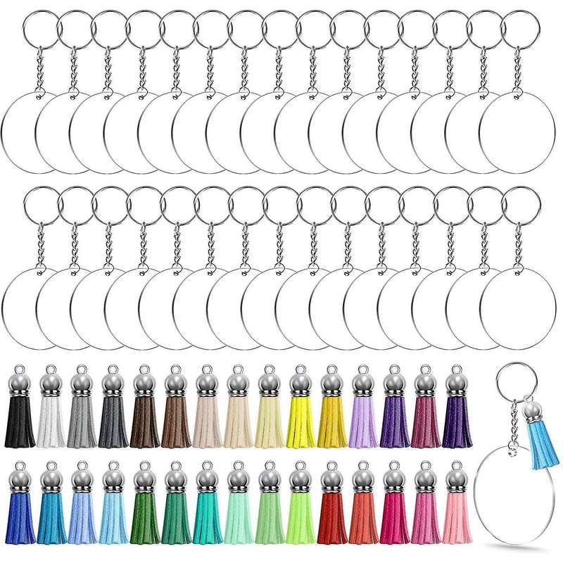 120pcs Ornament Blanks Kit Including Blanks, Tassels, Key Chain Rings